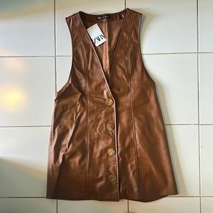 Brown Leather Zara Dress Size XS but Fits like a Medium (Brand New with Tags)